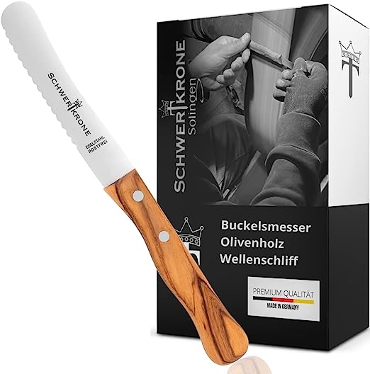 Buckelsmesser - Wellenschliff Olivenholz