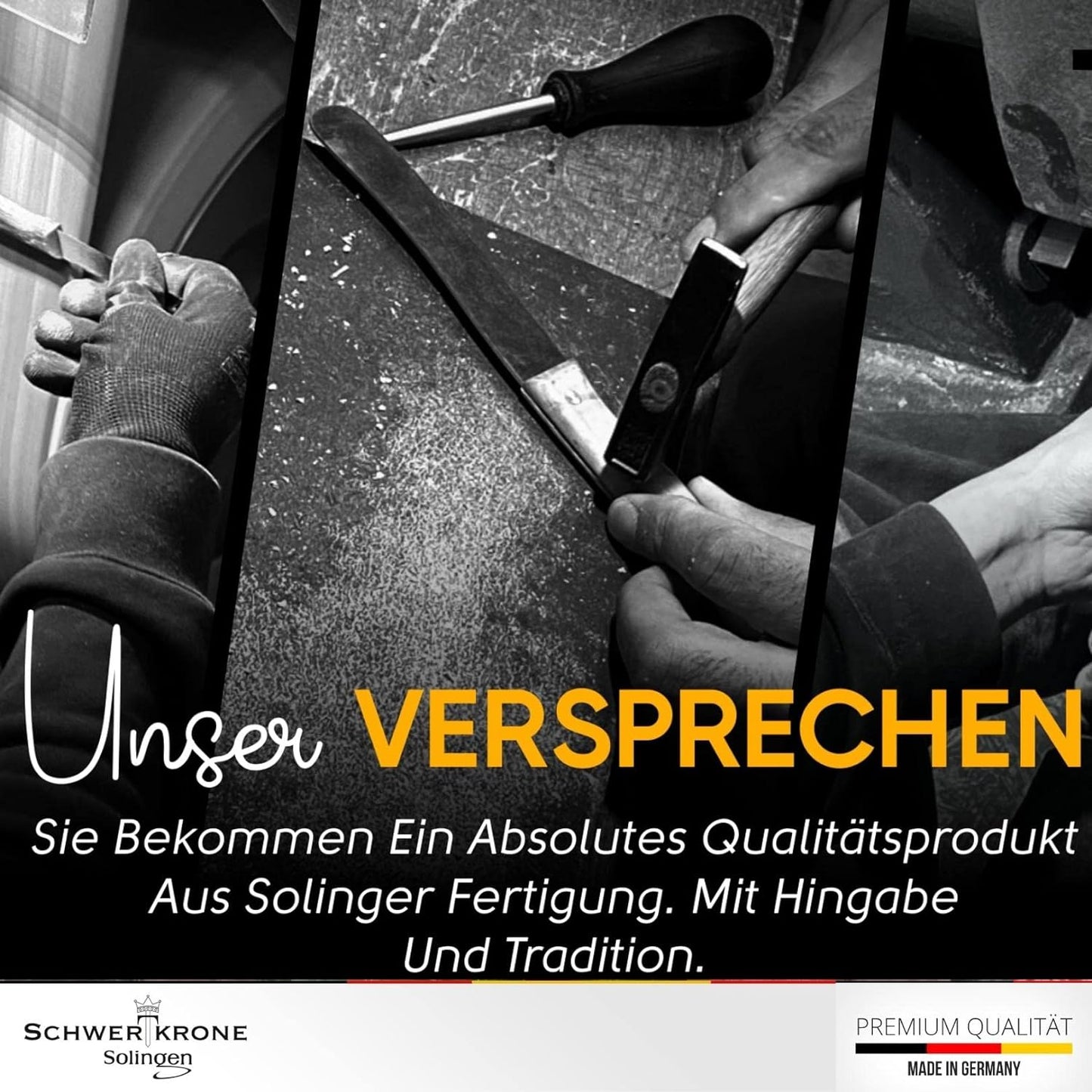 Schwertkrone Solingen Metzgermesser Set - Made in Germany - 4-tlg. Profi Messer Set, Fleischermesser, Schlachtermesser, Ausbeinmesser, Schlachtmesser