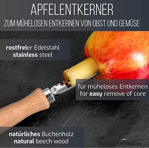 Apfel-Set: Apfelentkerner & Schäler Buche