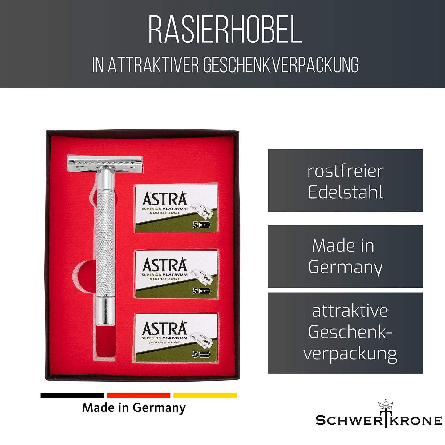 Rasierhobel Edelstahl - Made in Germany
