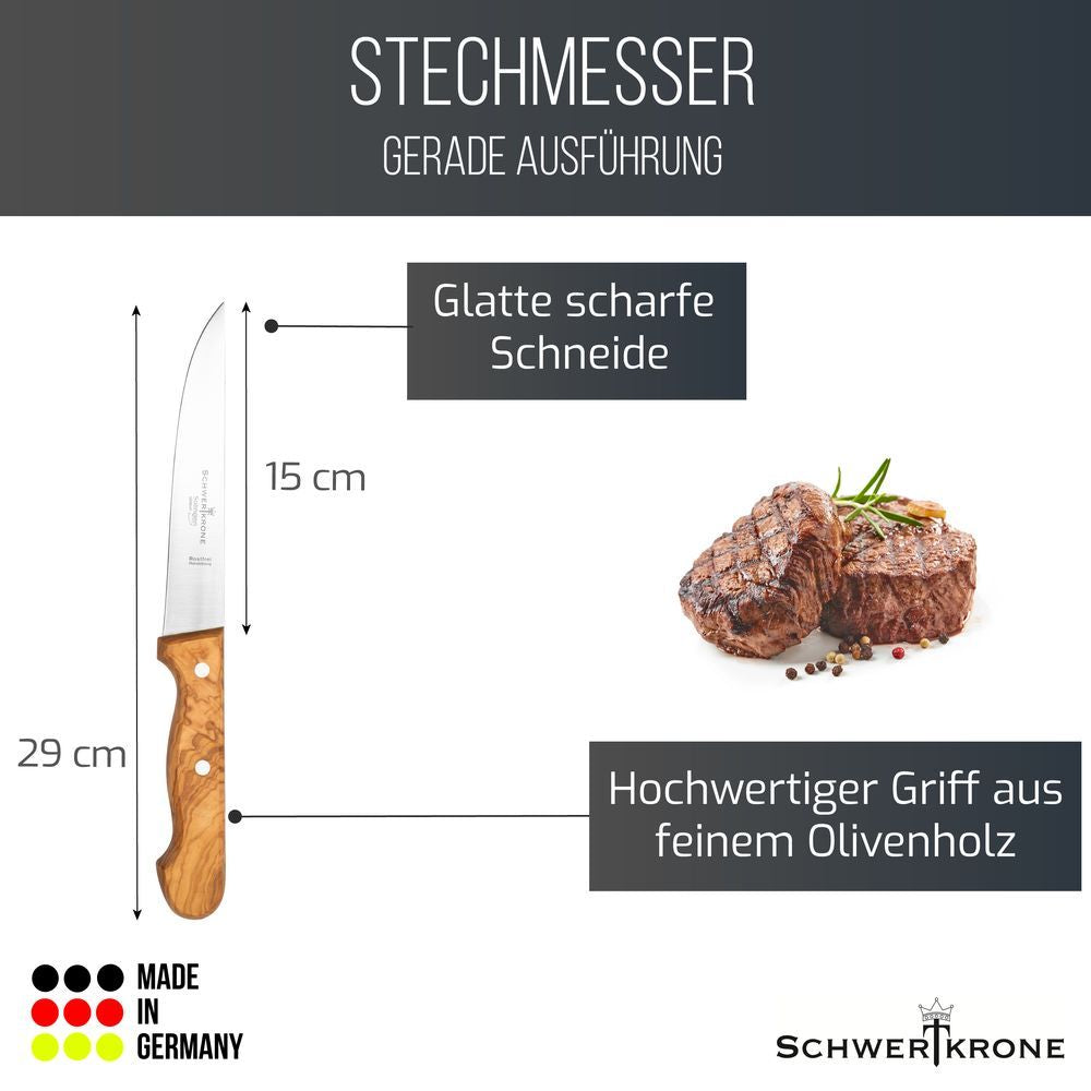 Schinkenmesser / Stechmesser Olivenholz