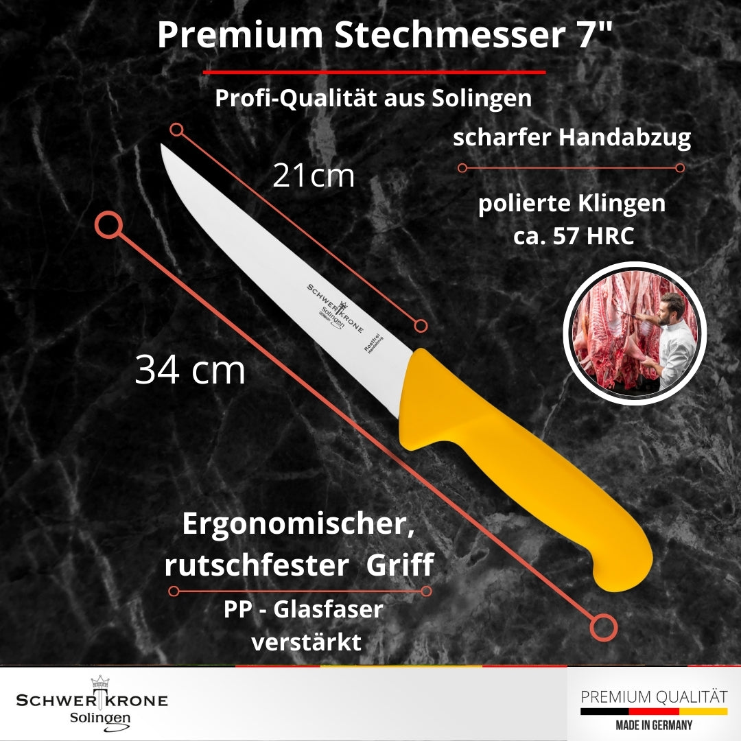 Schwertkrone Solingen Metzgermesser Set - Made in Germany - 4-tlg. Profi Messer Set, Fleischermesser, Schlachtermesser, Ausbeinmesser, Schlachtmesser