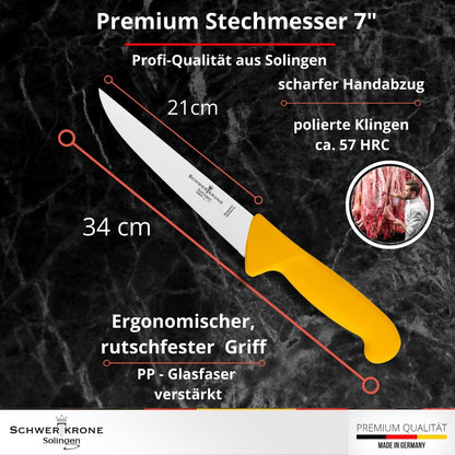 Schwertkrone Solingen Metzgermesser Set - Made in Germany - 4-tlg. Profi Messer Set, Fleischermesser, Schlachtermesser, Ausbeinmesser, Schlachtmesser