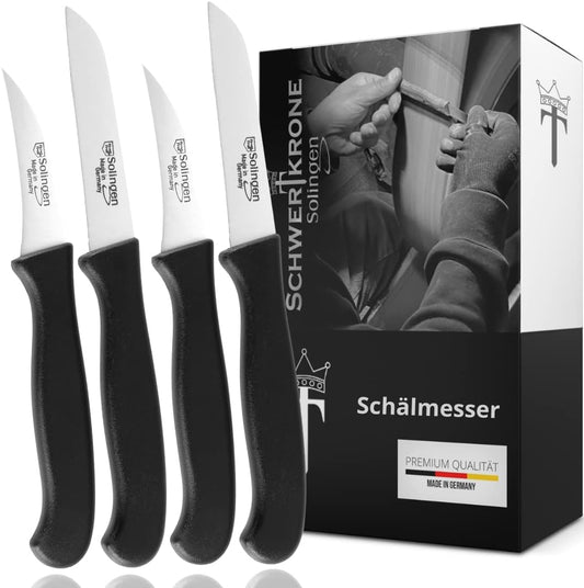 Schälmesser Solingen 4er Set (2 gebogen, 2 gerade)