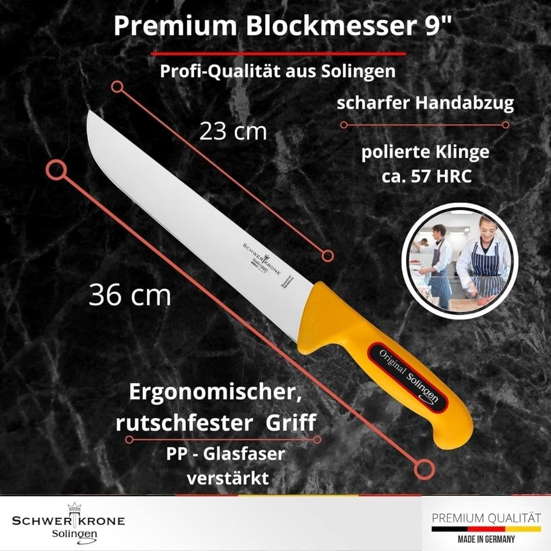 Schwertkrone Solingen Metzgermesser Set - Made in Germany - 6-tlg. Profi Messer Set, Fleischermesser, Schlachtermesser, Ausbeinmesser, Schlachtmesser