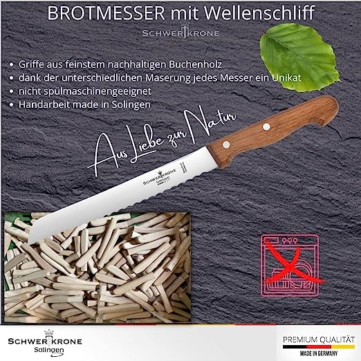 Brotmesser Buchenholz 8" - 20 cm