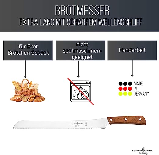 Brotmesser Wellenschliff Olivenholz - 12" - 30 cm