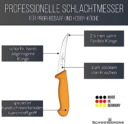Schwertkrone Ausbeinmesser flexibel Metzgermesser 13 cm - 5'' Solingen - Edelstahl, polierte Klinge, rostfrei