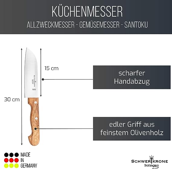 Santoku Kochmesser 6" - Olivenholz