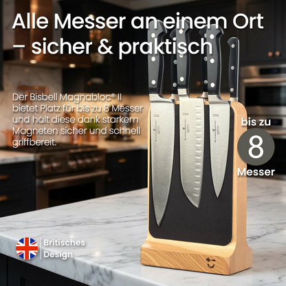 Bisbell Magnabloc® II – Magnetischer Messerblock aus Esche für bis zu 8 Messer