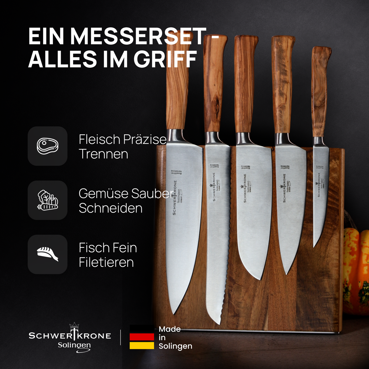 ANTONINO LETO Messerset Olive geschmiedet Solingen