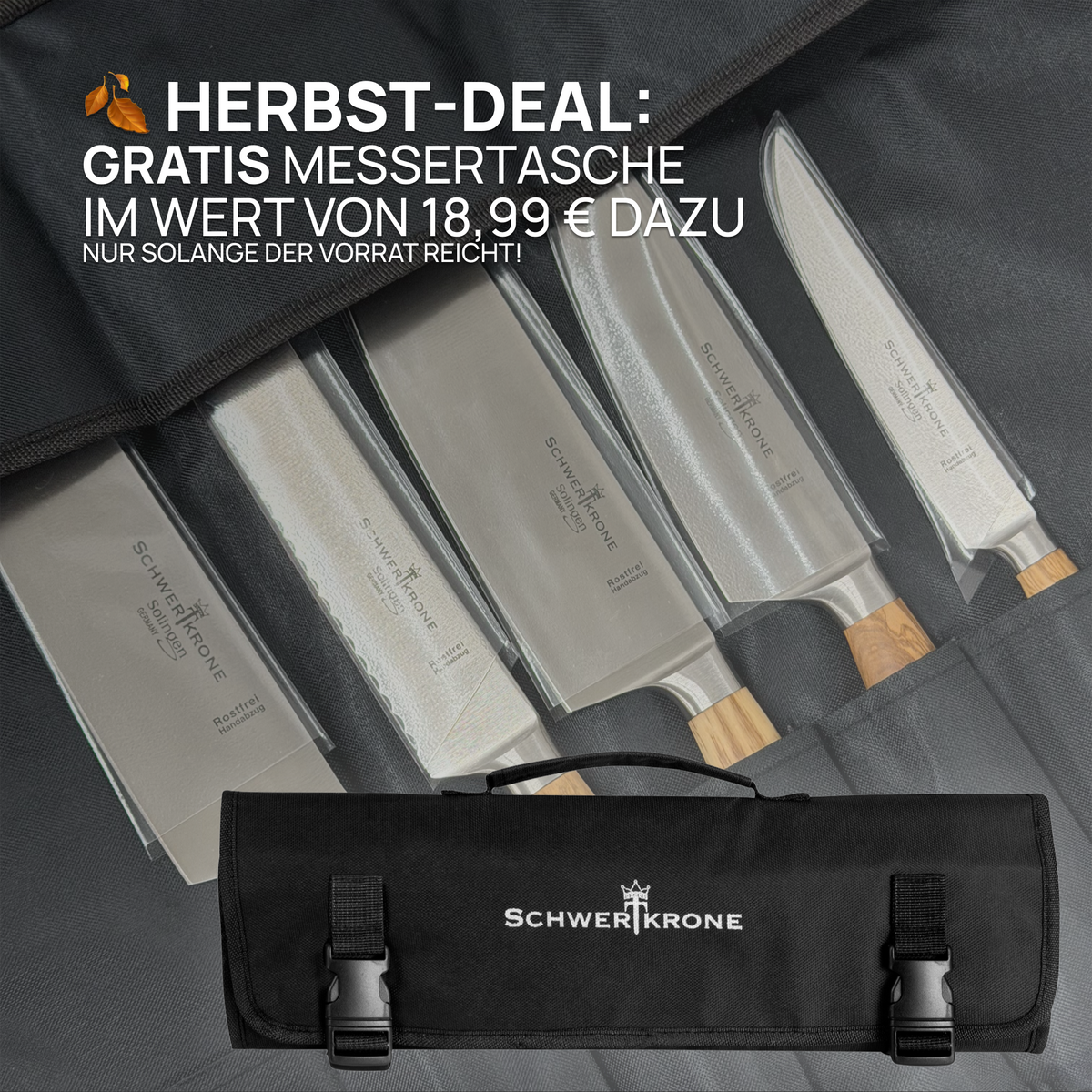Schwertkrone Solingen Herbst Deal: Gratis Messertasche zum Messerset